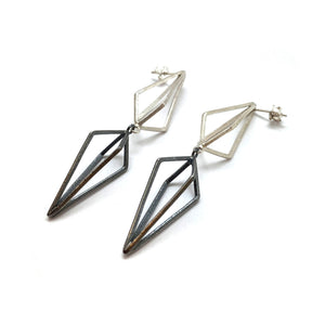 Sterling Silver Double Triangle Links Earrings-Earrings-Veronika Majewska-Pistachios