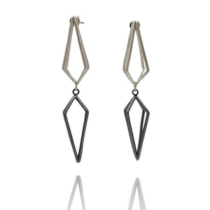 Sterling Silver Double Triangle Links Earrings-Earrings-Veronika Majewska-Pistachios