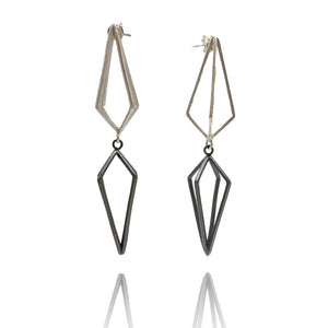 Sterling Silver Double Triangle Links Earrings-Earrings-Veronika Majewska-Pistachios