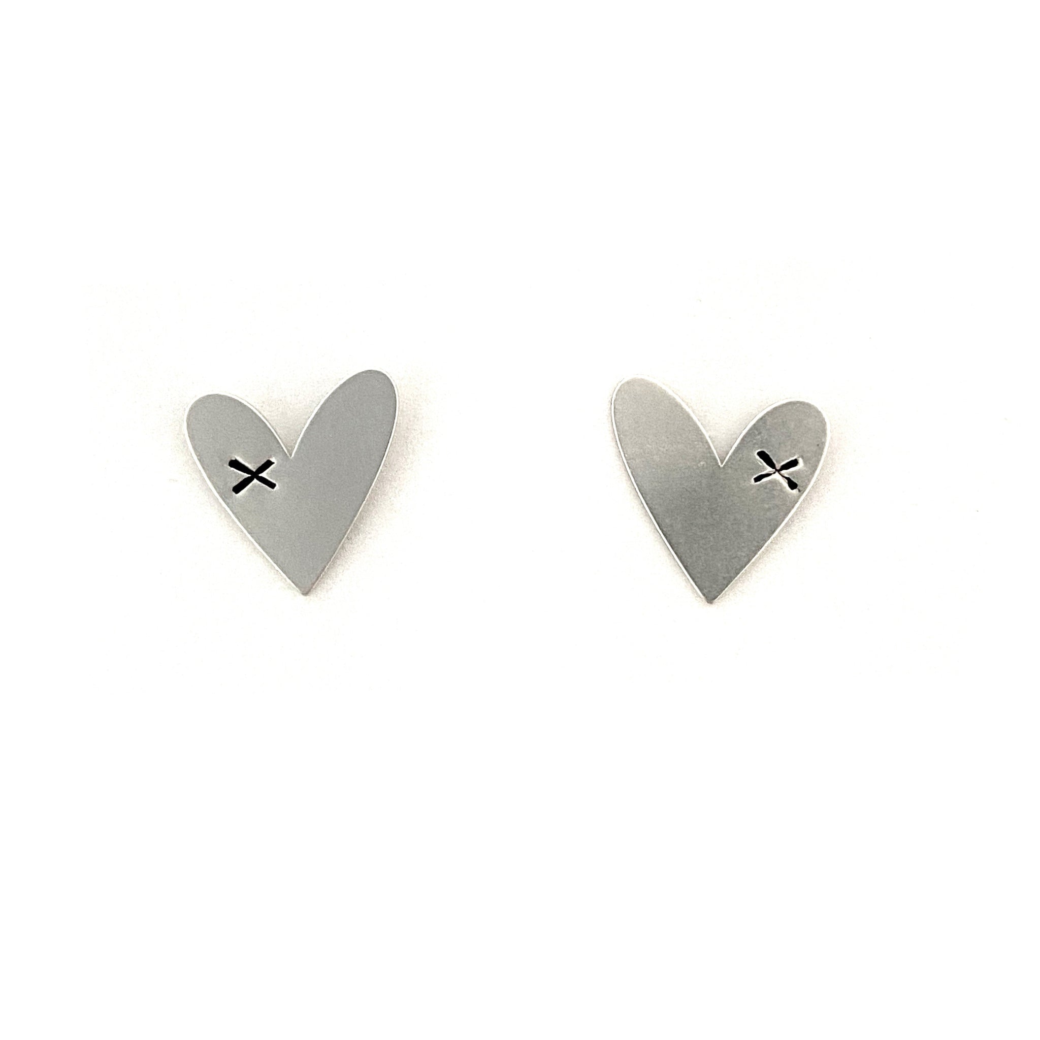 Annika Inez Voluptuous Small Silver Heart Earrings