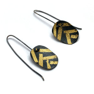 Striped Gold Leaf Earrings-Earrings-Myung Urso-Pistachios