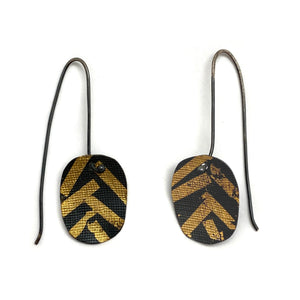 Striped Gold Leaf Earrings-Earrings-Myung Urso-Pistachios