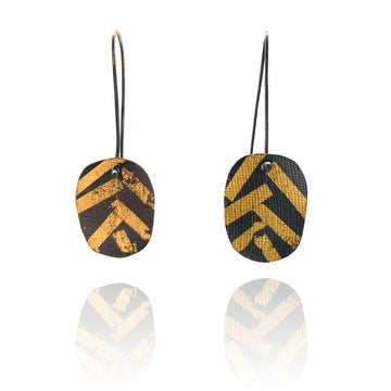Striped Gold Leaf Earrings