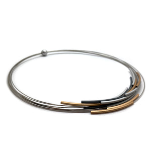 Striped Mixed Anodized Necklace-Necklaces-Ursula Muller-Pistachios