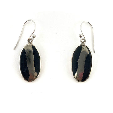 Striped Pyrite Hook Earrings