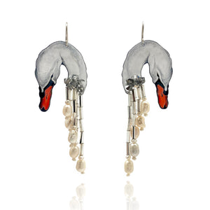 Swan Song Dangle Earrings-Earrings-Meghan Schmiedel-Pistachios
