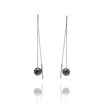 Swinging Silver And Hematite Sphere Earrings