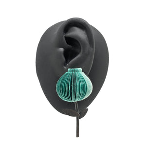 Teal Flower Paper Earrings-Earrings-Naoko Yoshizawa-Pistachios