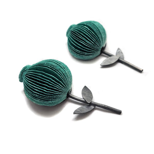 Teal Flower Paper Earrings-Earrings-Naoko Yoshizawa-Pistachios