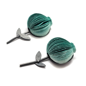 Teal Flower Paper Earrings-Earrings-Naoko Yoshizawa-Pistachios