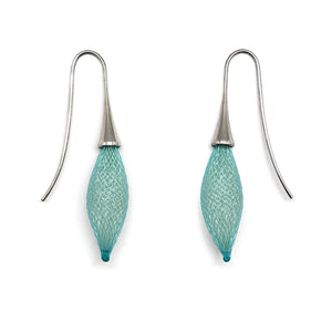 Teal Nylon Bulb Earrings-Earrings-Dorine Decayeux-Pistachios