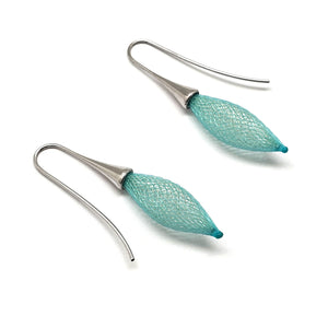 Teal Nylon Bulb Earrings-Earrings-Dorine Decayeux-Pistachios