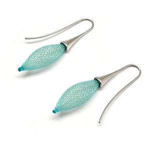 Teal Nylon Bulb Earrings-Earrings-Dorine Decayeux-Pistachios
