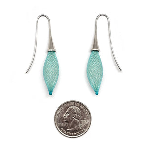 Teal Nylon Bulb Earrings-Earrings-Dorine Decayeux-Pistachios