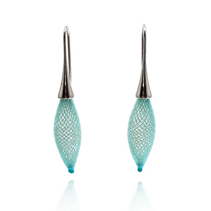Teal Nylon Bulb Earrings-Earrings-Dorine Decayeux-Pistachios