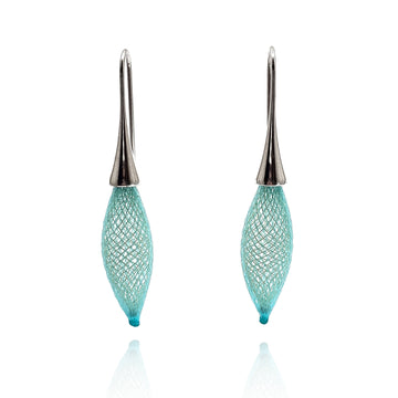 Teal Nylon Bulb Earrings