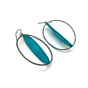 Teal Oval Earrings-Earrings-Myung Urso-Pistachios