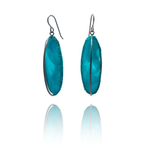 Teal Oval Earrings-Earrings-Myung Urso-Pistachios