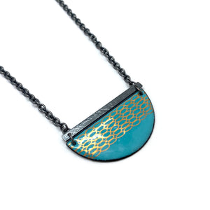 Teal and Gold Enamel Necklace-Necklaces-Jenne Rayburn-Pistachios