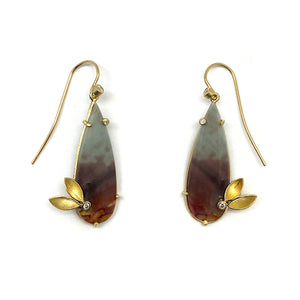 Teardrop Jasper and Diamond Earrings-Earrings-Liaung-Chung Yen-Pistachios