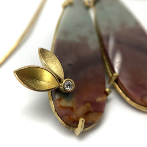 Teardrop Jasper and Diamond Earrings-Earrings-Liaung-Chung Yen-Pistachios