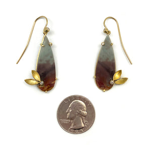 Teardrop Jasper and Diamond Earrings-Earrings-Liaung-Chung Yen-Pistachios