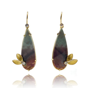 Teardrop Jasper and Diamond Earrings-Earrings-Liaung-Chung Yen-Pistachios