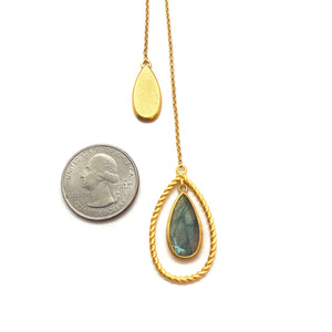 Teardrop Labradorite Lariat-Necklaces-Bernd Wolf-Pistachios