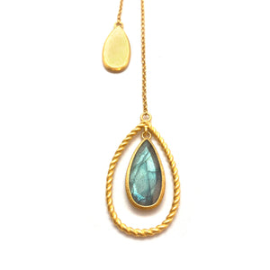 Teardrop Labradorite Lariat-Necklaces-Bernd Wolf-Pistachios