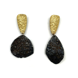 Textured Black and Gold Earrings-Earrings-Emanuela Duca-Pistachios