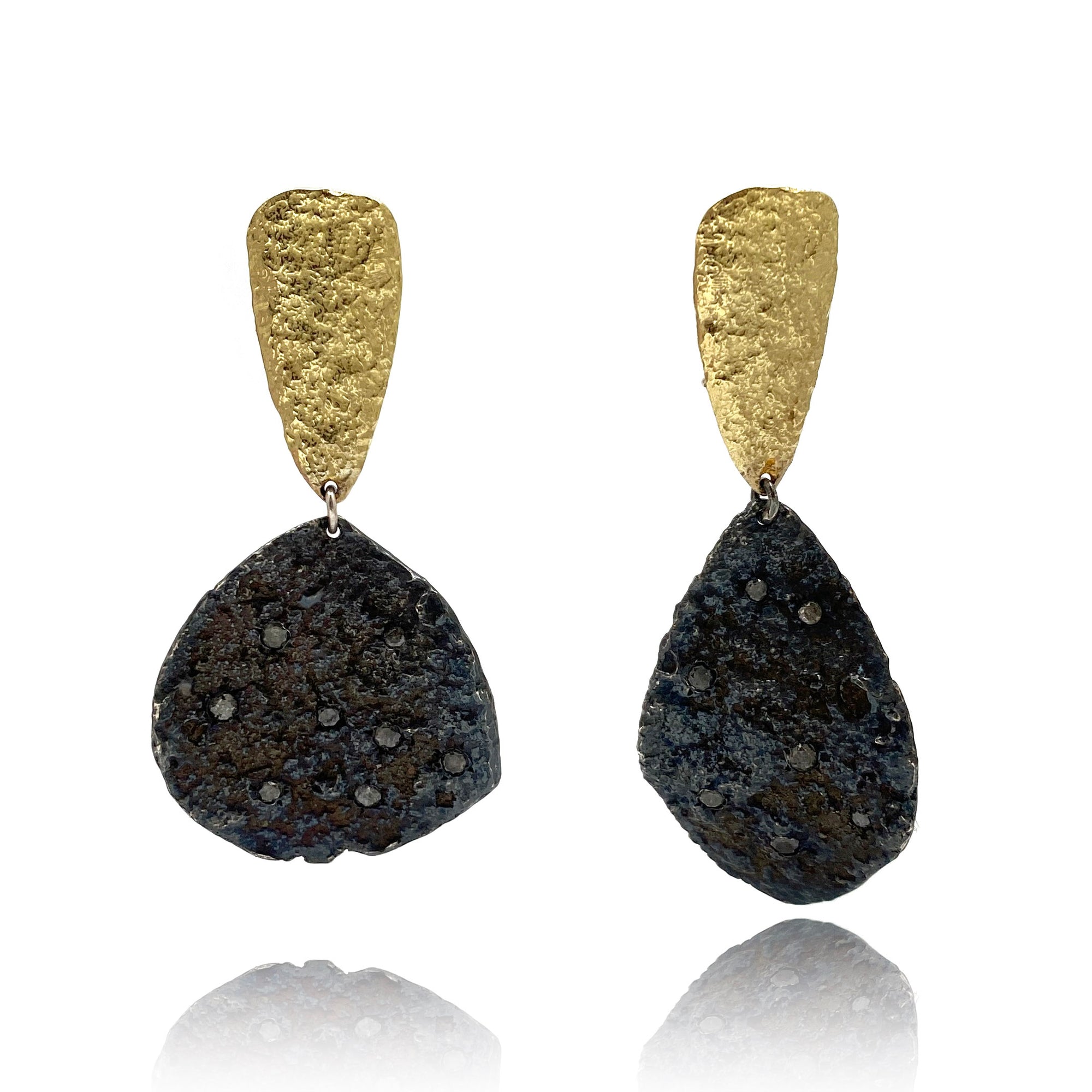 Textured Black and Gold Earrings-Earrings-Emanuela Duca-Pistachios