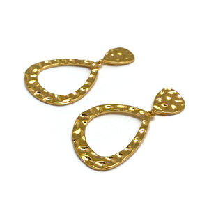 Textured Gold Vermeil Dangle Earrings-Earrings-Manuela Carl-Pistachios