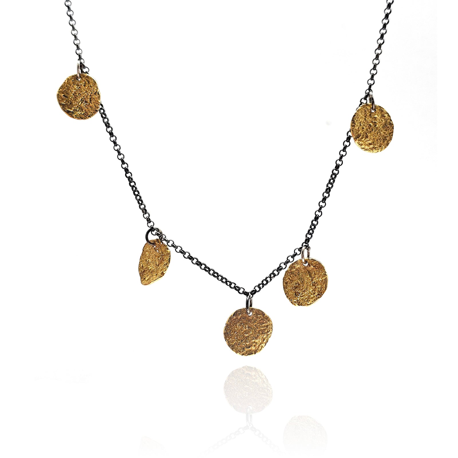 Textured Gold and Black Necklace-Necklaces-Emanuela Duca-Pistachios