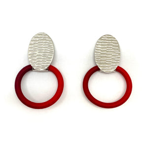 Textured Red Stud Earrings-Earrings-Gilly Langton-Pistachios