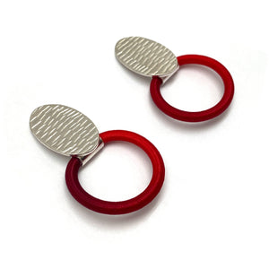 Textured Red Stud Earrings-Earrings-Gilly Langton-Pistachios