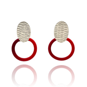 Textured Red Stud Earrings-Earrings-Gilly Langton-Pistachios
