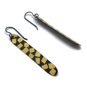 Thin Striped Gold Leaf Earrings-Earrings-Myung Urso-Pistachios