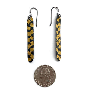 Thin Striped Gold Leaf Earrings-Earrings-Myung Urso-Pistachios