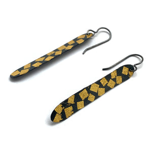 Thin Striped Gold Leaf Earrings-Earrings-Myung Urso-Pistachios