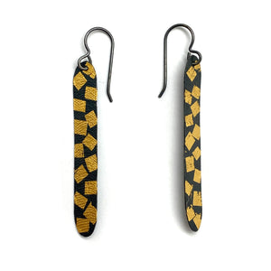 Thin Striped Gold Leaf Earrings-Earrings-Myung Urso-Pistachios