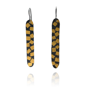 Thin Striped Gold Leaf Earrings-Earrings-Myung Urso-Pistachios
