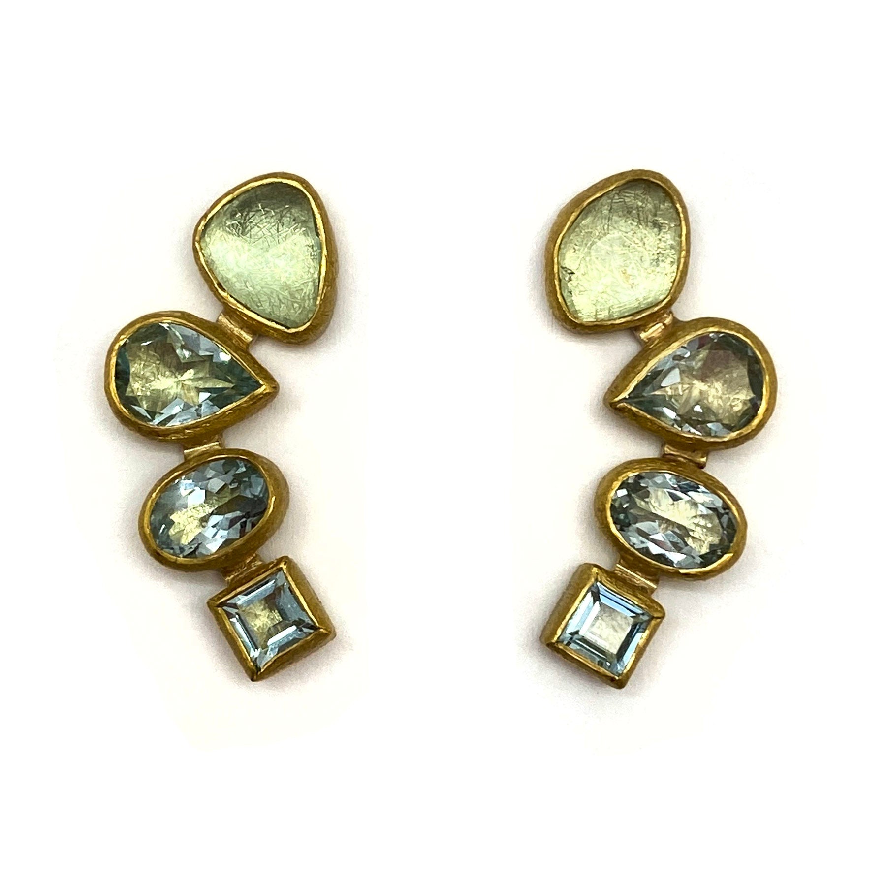 Tiered Aquamarine Studs-Earrings-Petra Class-Pistachios