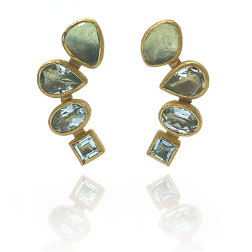 Tiered Aquamarine Studs