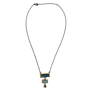 Tiered Blue Stone and Gold Necklace-Necklaces-Austin Titus-Pistachios
