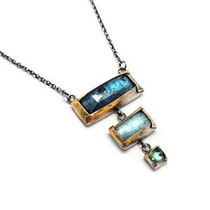 Tiered Blue Stone and Gold Necklace-Necklaces-Austin Titus-Pistachios