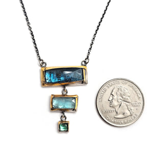 Tiered Blue Stone and Gold Necklace-Necklaces-Austin Titus-Pistachios