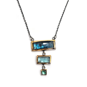 Tiered Blue Stone and Gold Necklace-Necklaces-Austin Titus-Pistachios