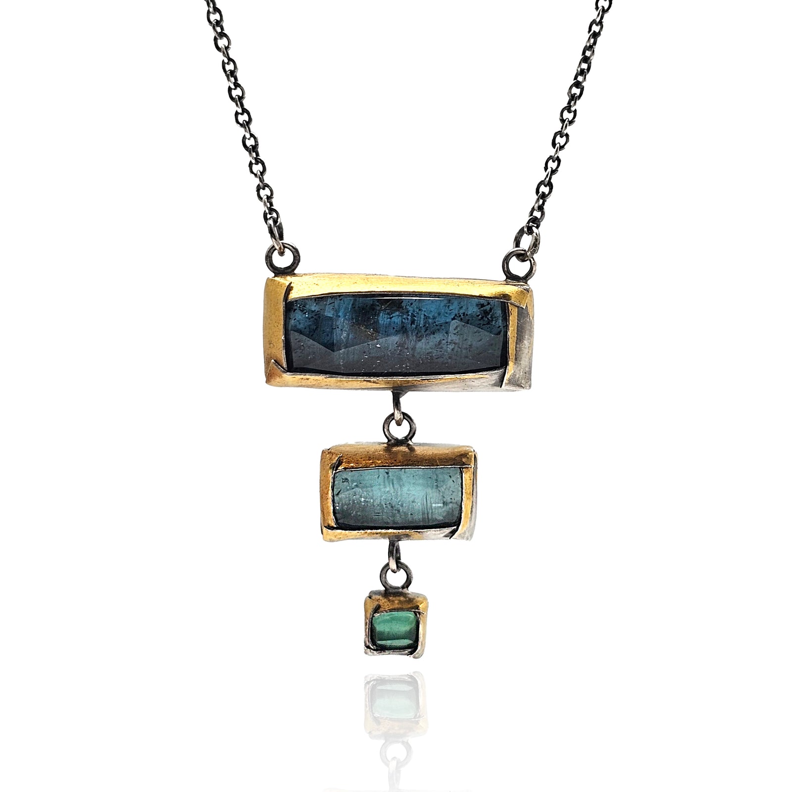Tiered Blue Stone and Gold Necklace-Necklaces-Austin Titus-Pistachios