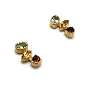 Tiered Multi-Stone Studs-Earrings-Petra Class-Pistachios