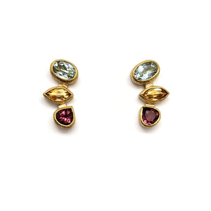 Tiered Multi-Stone Studs-Earrings-Petra Class-Pistachios